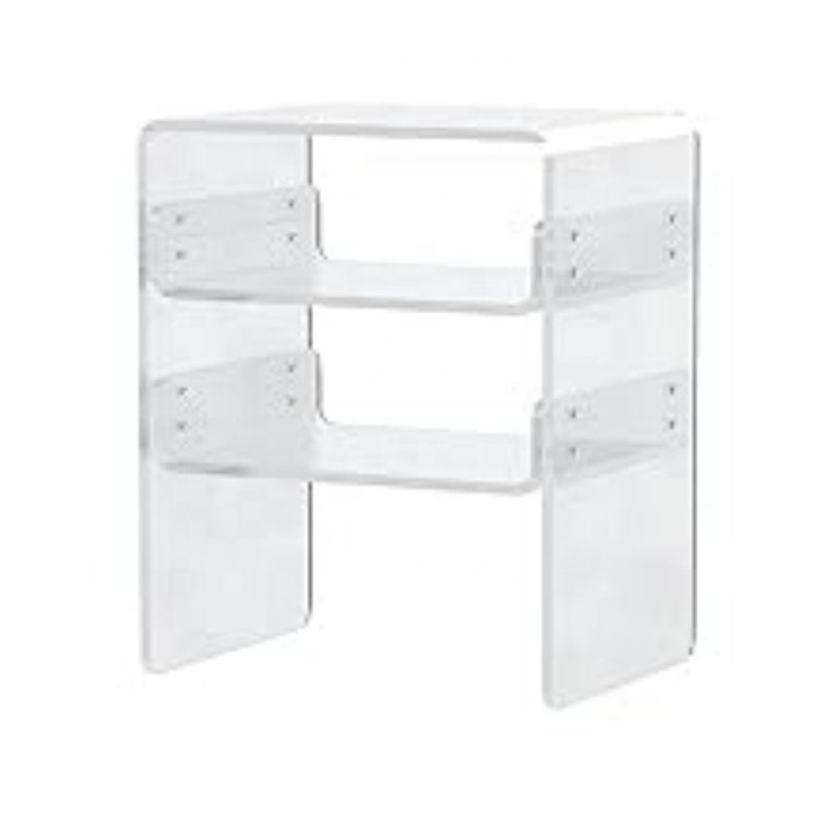3-Tier Storage acrylic Side Table Clear Nightstand Thick Modern End Table with Round Edge for Living Room Bedroom Bathroom