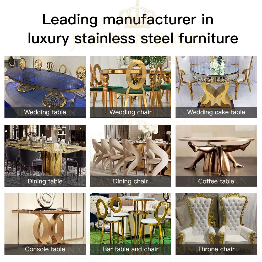 Creative design stainless steel leg marble top dining table set restaurant living room furniture dining table set for 8