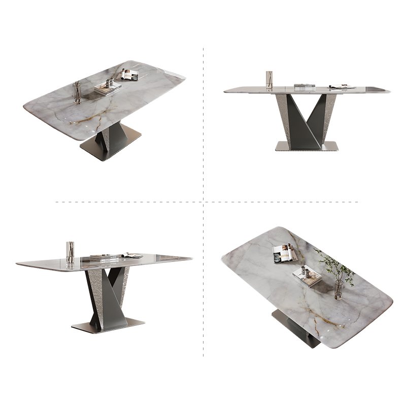 Foshan Luxury Marble Top Dining Table Set For Dining Room Stainless Steel Dining Table Smooth-edged recycled pine
