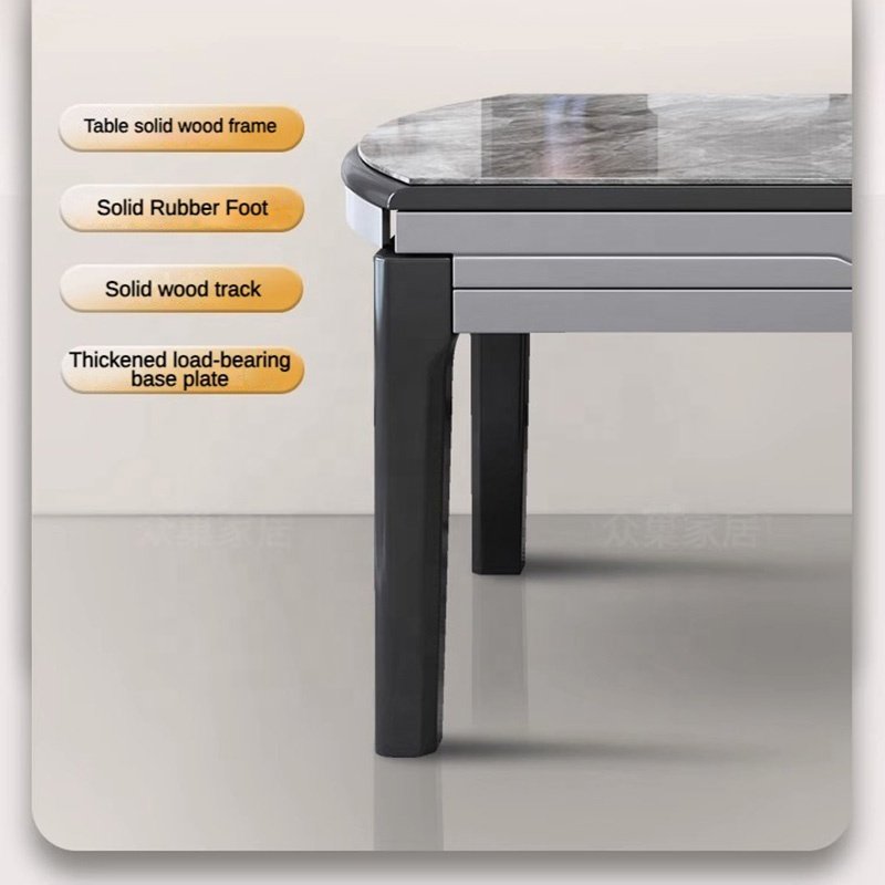 Chinese style dining room furniture hot modern luxury wood fame extendable marble dining table and chairs