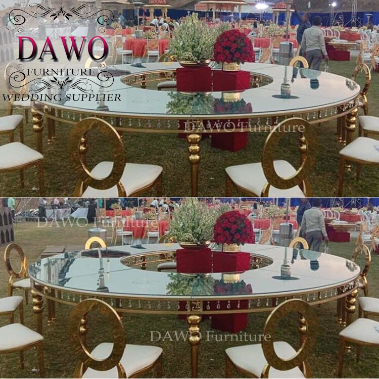 Different Shape Romantic metal frame stainless steel mdf top wedding table