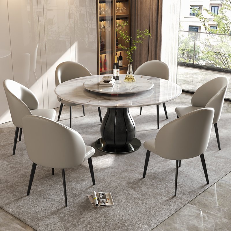Luxury Modern Furniture Dining Table Factory Marble Top Dining Room Dining Table Chairs Set With Resin Material Base Concrete