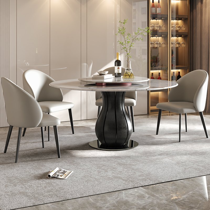 Luxury Modern Furniture Dining Table Factory Marble Top Dining Room Dining Table Chairs Set With Resin Material Base Concrete
