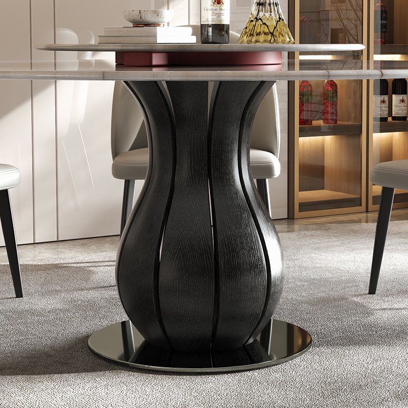 Luxury Modern Furniture Dining Table Factory Marble Top Dining Room Dining Table Chairs Set With Resin Material Base Concrete