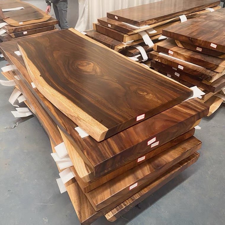 Well South America walnut natural shape table top live edge wood slab dining table