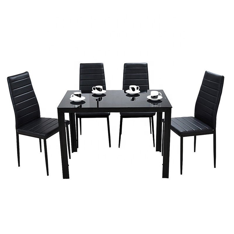 Hot Sale Modern Dining Room Furniture Glass Top Dinette Top 6 Person Dining Chairs Set Home Kitchen Glass Dining Tables