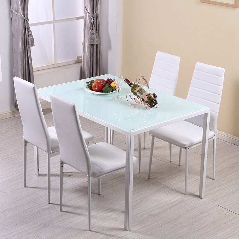 Hot Sale Modern Dining Room Furniture Glass Top Dinette Top 6 Person Dining Chairs Set Home Kitchen Glass Dining Tables