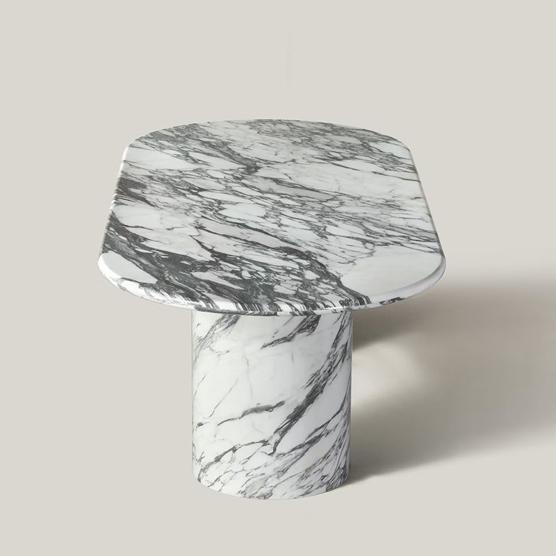 Hot Selling Customized Natural Marble Luxury Italian Italy White Arabescato Marble Oval Dining Table for Villa Restaurant Hotel