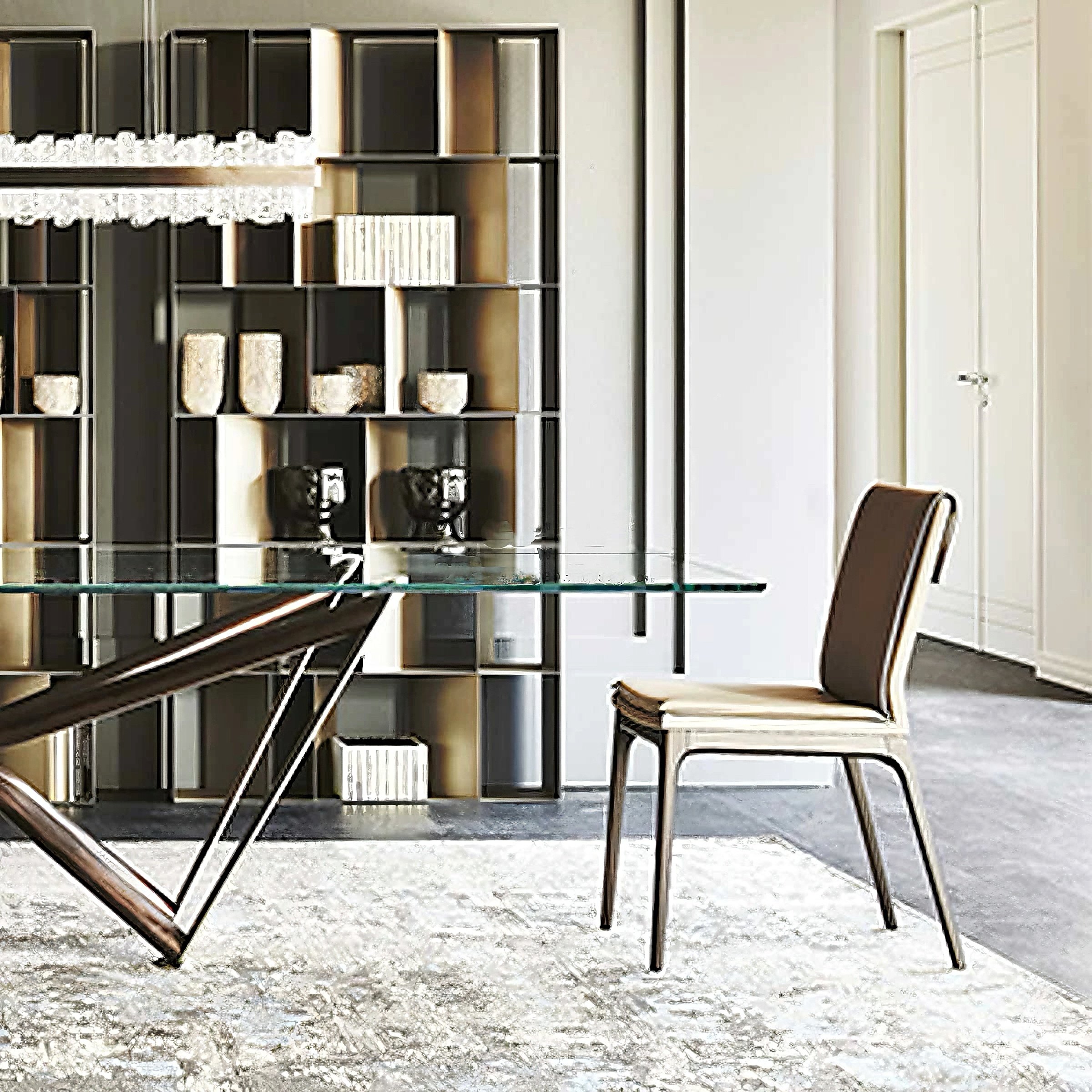 Modern Design Factory Sell Directly Wood Material Tempered Glass Top Dining Table with Good Quality and wholesaler Price