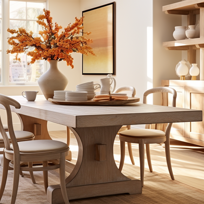 Mrs Woods New Arrival Solid Wooden Furniture Hand Craft High Quality Luxury Dining Table Set 4 Chairs
