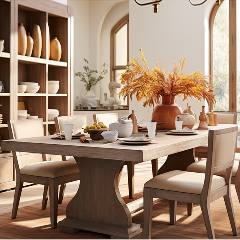 Mrs Woods New Arrival Solid Wooden Furniture Hand Craft High Quality Luxury Dining Table Set 4 Chairs