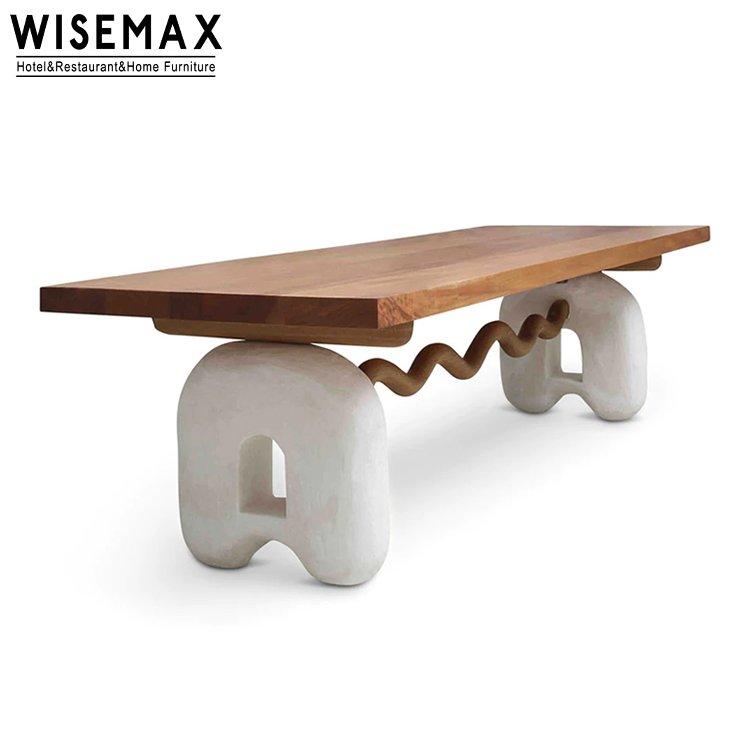 WISEMAX FURNITURE restaurant furniture natural solid wood top rectangle shaped dining table modern dining room table set for 6