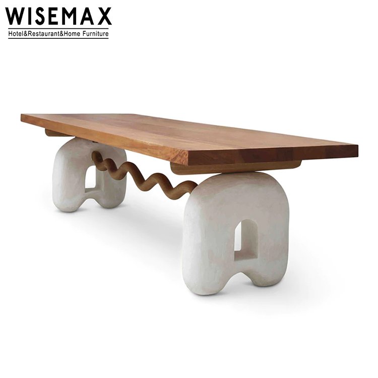 WISEMAX FURNITURE restaurant furniture natural solid wood top rectangle shaped dining table modern dining room table set for 6