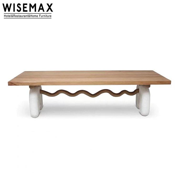 WISEMAX FURNITURE restaurant furniture natural solid wood top rectangle shaped dining table modern dining room table set for 6