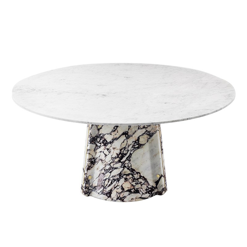 Modern light luxury simple natural marble / tempered glass household dining table hotel marble dining table round dining table