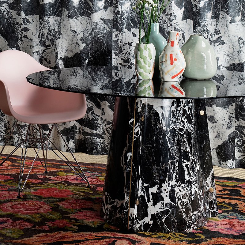 Modern light luxury simple natural marble / tempered glass household dining table hotel marble dining table round dining table