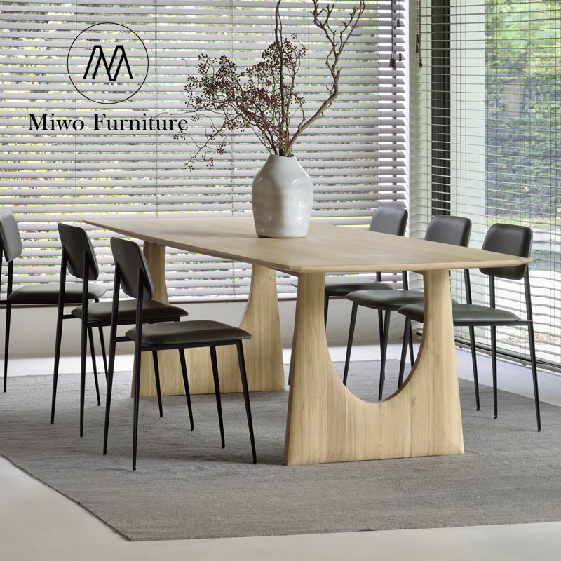 Modern simple Handcraft restaurant Rectangular Natural Oak Solid Wood Dining Table Set for 6 4 Seater Design custom furniture