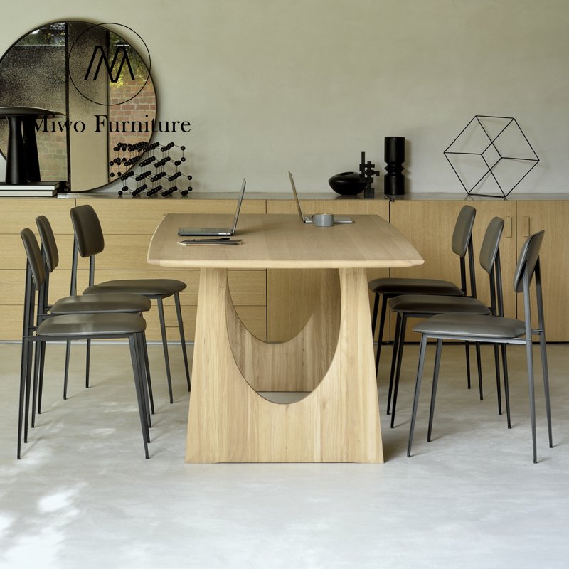Modern simple Handcraft restaurant Rectangular Natural Oak Solid Wood Dining Table Set for 6 4 Seater Design custom furniture