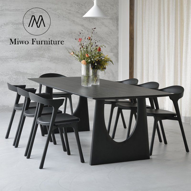 Modern simple Handcraft restaurant Rectangular Natural Oak Solid Wood Dining Table Set for 6 4 Seater Design custom furniture