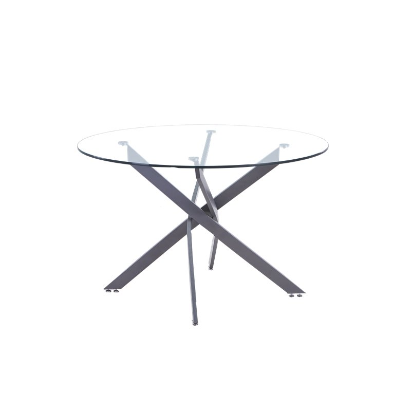 New Luxury Household Portable Dining Room Furniture Solid Metal Legs Round Glass Top Dining Table
