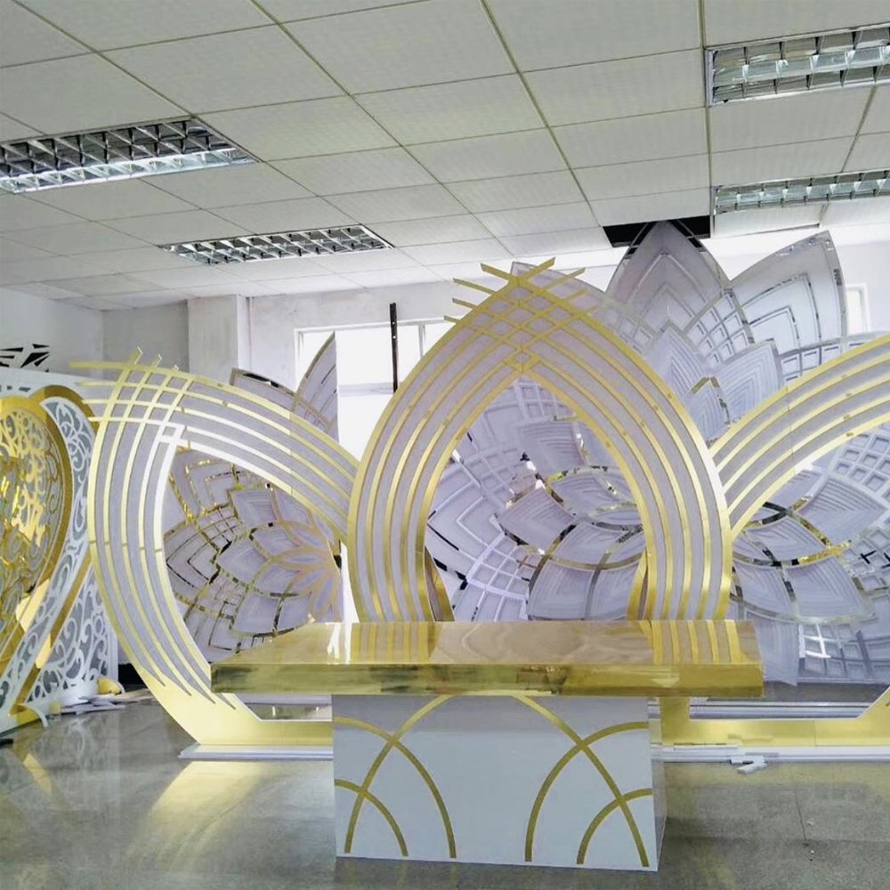 Banquet Party Event Dining Round Retangular Table Gold Marble Crystal Stainless Steel Hotel Large Bar Top Half Moon Wedding