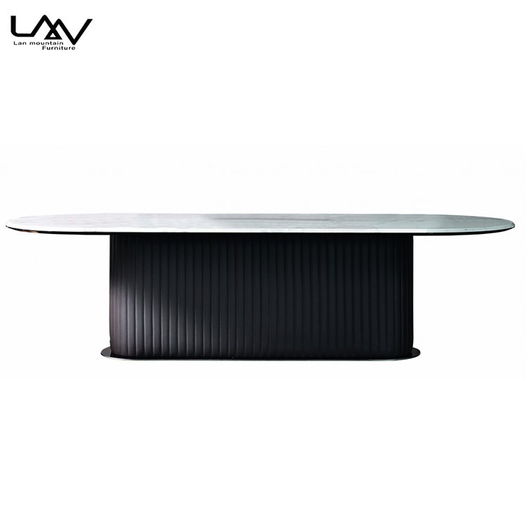 Modern Luxury Stainless Steel Base Marble Top Dining Table Villa Dining room Oval Marble Dining Table Set Furniture