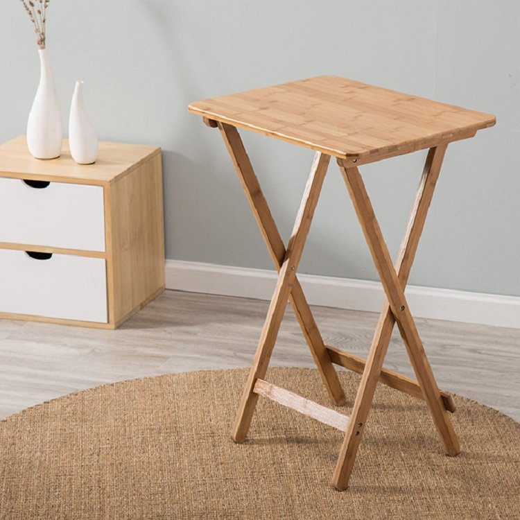 Modern Multifunctional Folding Bamboo Dining Table for Computer, Food