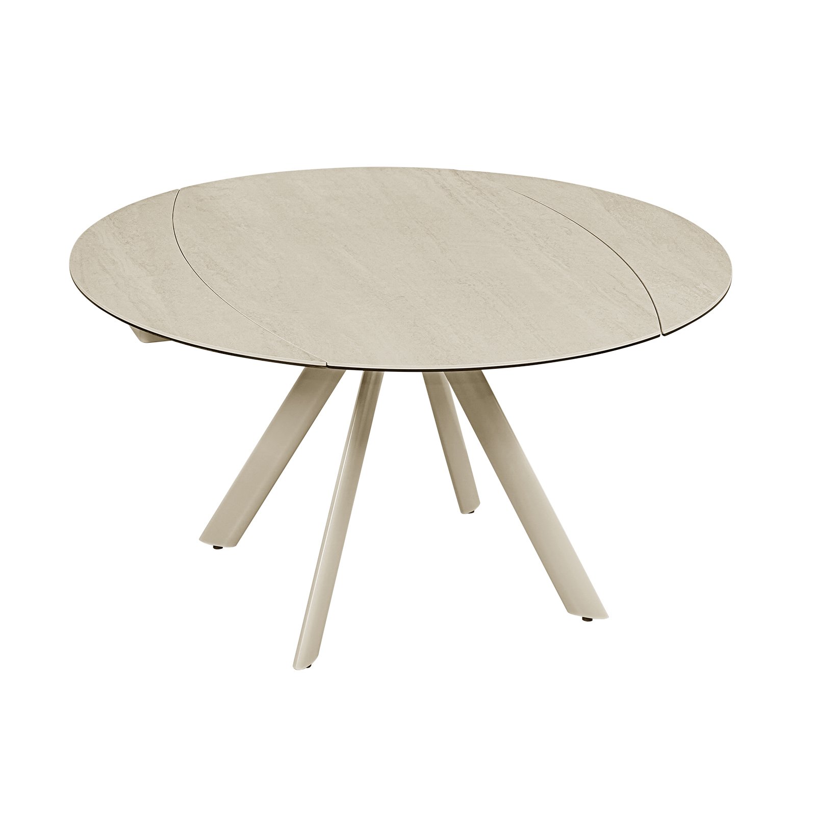 White Travertine Table Round Expandable Small Sintered Stone Laminated Cheap Sets Coffee Rotating Dining Table