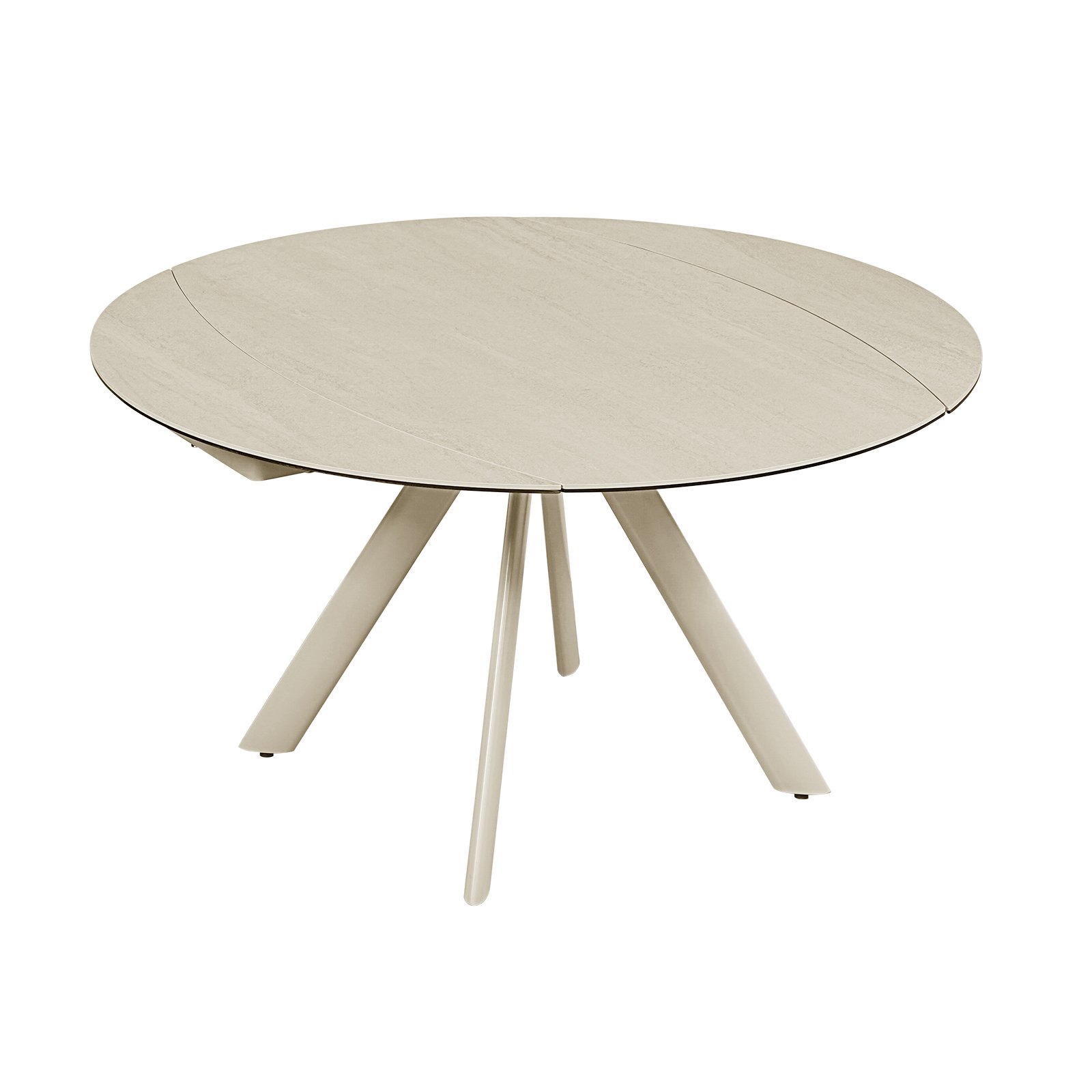 White Travertine Table Round Expandable Small Sintered Stone Laminated Cheap Sets Coffee Rotating Dining Table