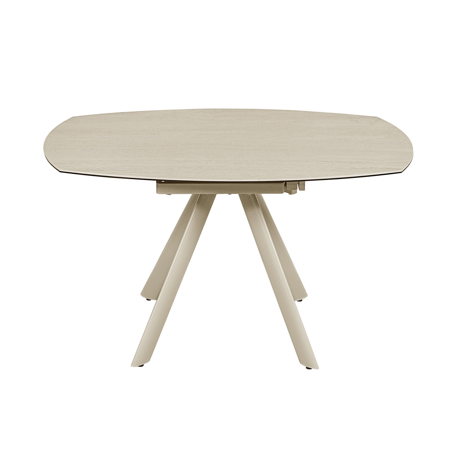 White Travertine Table Round Expandable Small Sintered Stone Laminated Cheap Sets Coffee Rotating Dining Table