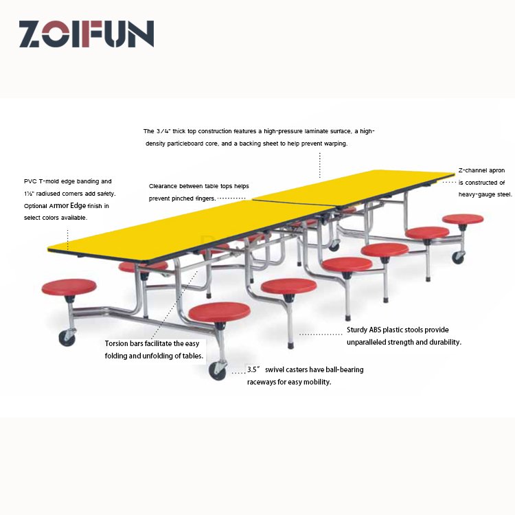 Wholesale school canteen dining table ss industrial folding canteen table