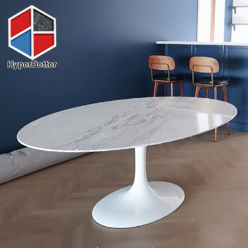 White marble Oval tulip dining tables