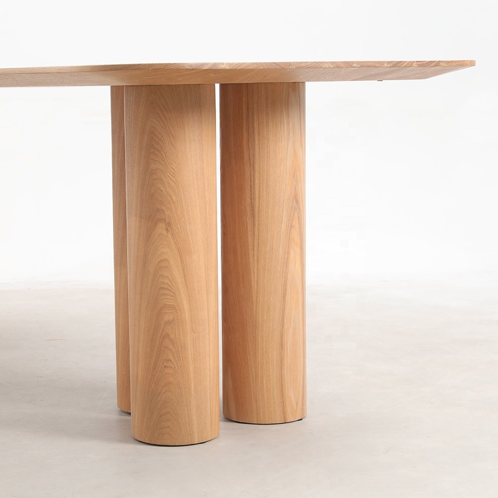 Scandinavian recycled Rectangle Simplicity Solid Wood Conference Office Desk creative Column Leg Dining Table