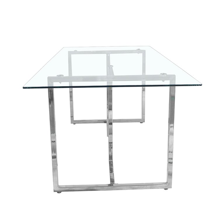 Luxury Iron Glass Rectangle Farmhouse Hotel Dining Metal Hotel Table For 4-6 Person