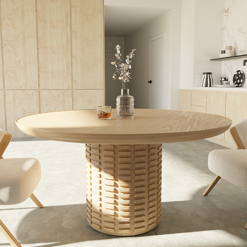 Mrs Woods Reasonable Price Dining Room Furniture Recycled Pine Wooden 180cm Round Table For Restaurant