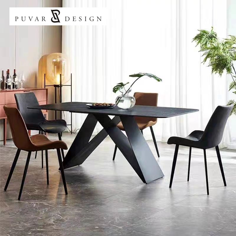 Nordic Style 6 Seater Restaurant Dining Table High End Black White Light Luxury Design Square Modern Dining Table