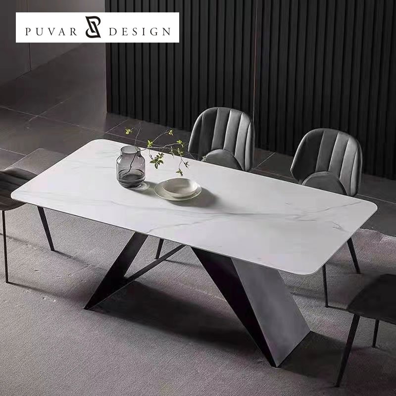 Nordic Style 6 Seater Restaurant Dining Table High End Black White Light Luxury Design Square Modern Dining Table