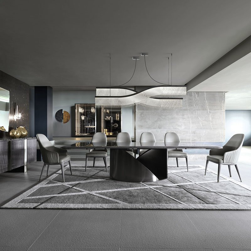 stainless steel base marble top modern dining room 8 seater furniture rectangle luxury dining table set