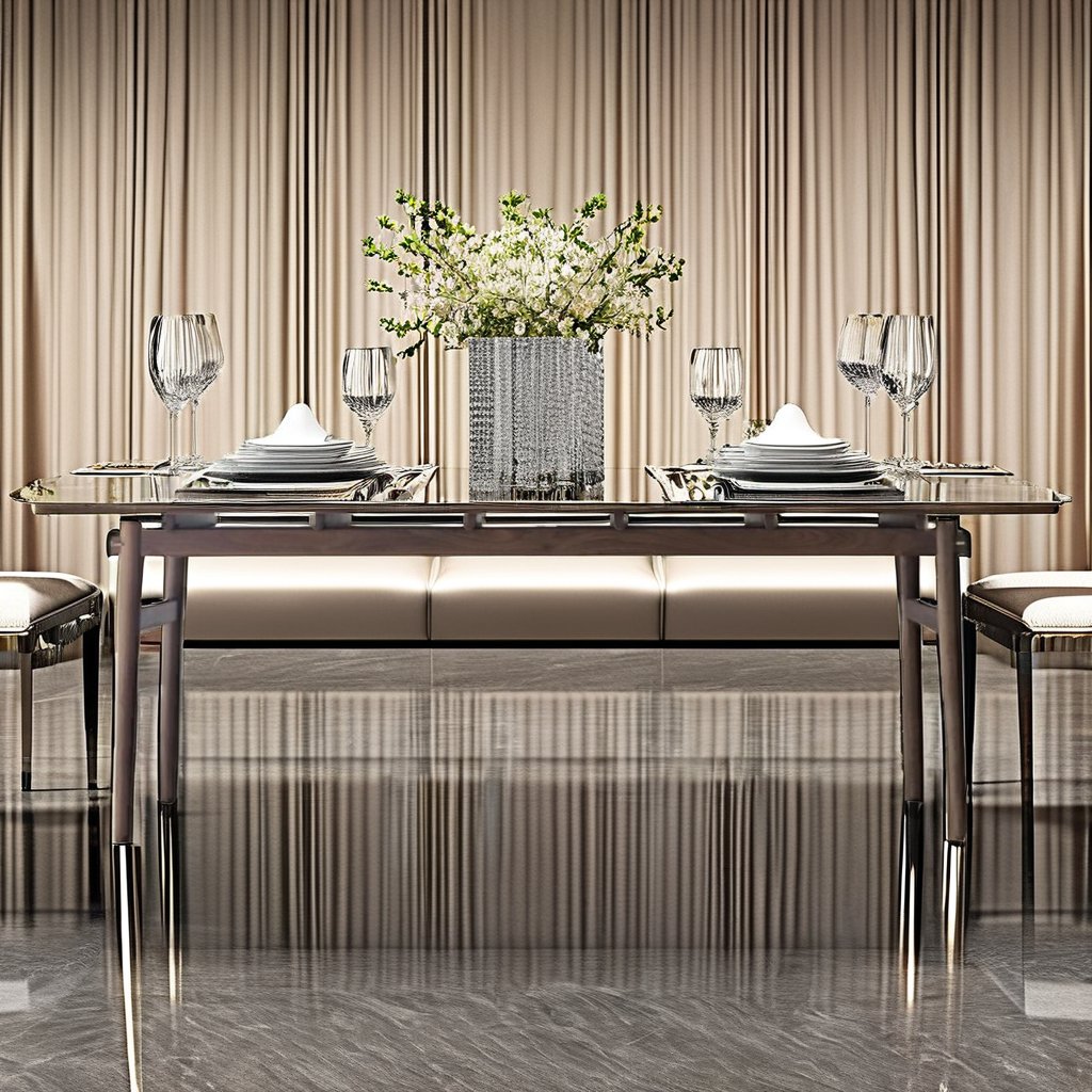 Modern Chinese Traditional Teak Solid Wood Dining Table Set Factory Direct for Living Room or Kitchen Use