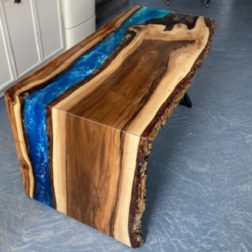 Unique design Walnut solid wood material table epoxy resin table top dinning room decoration table top