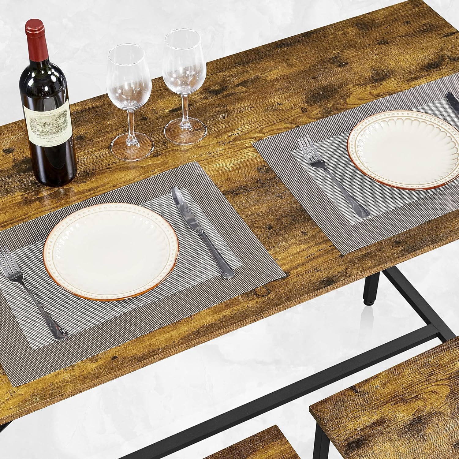 Rustic 3 Piece Pub 2 Kitchen Counter Breakfast Nook Living Room Small Space Dining Set Modern bar Table and Stools