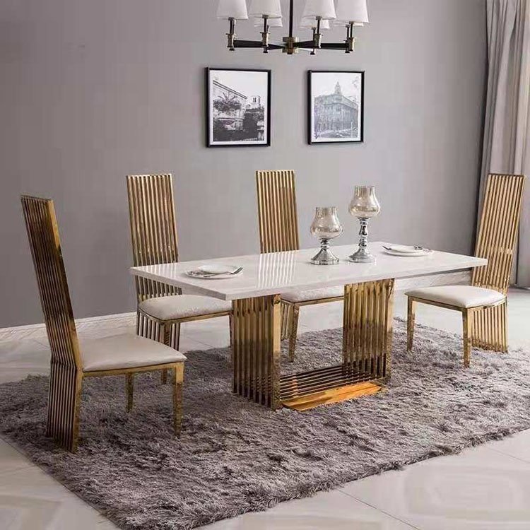 High quality modern 6 chairs white dinning table set dining table 6 seats dining table set with chairs