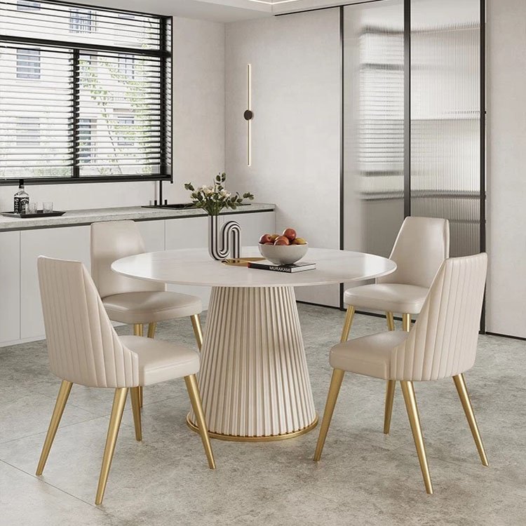 High quality modern 6 chairs white dinning table set dining table 6 seats dining table set with chairs