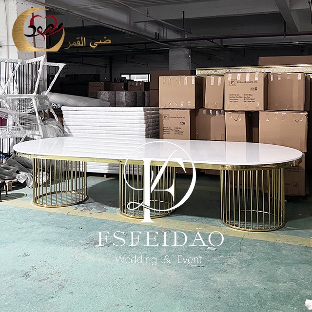 Event Banquet Oval Shape Silver Steel Legs Dinner Room Wedding Table