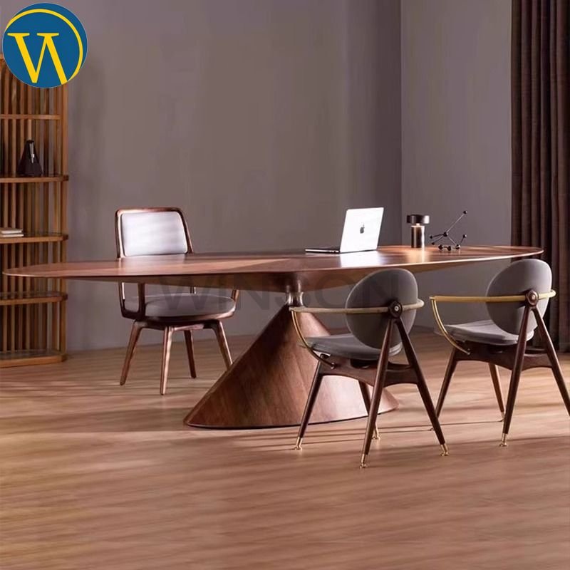 Luxury High End Flying Saucer Solid Walnut Dining Room Furniture Modern 8 10 Seat Dining Table Round Rotating Dining Table