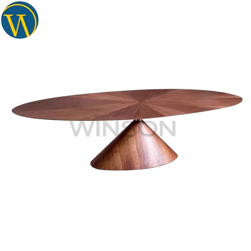 Luxury High End Flying Saucer Solid Walnut Dining Room Furniture Modern 8 10 Seat Dining Table Round Rotating Dining Table