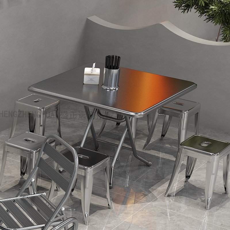 Low Price Good Quality Vintage Style Upholstered Options Compact Size For Stylish Spaces Stainless Steel Tables Chairs