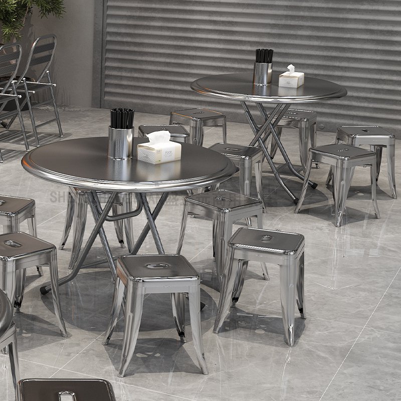 Low Price Good Quality Vintage Style Upholstered Options Compact Size For Stylish Spaces Stainless Steel Tables Chairs