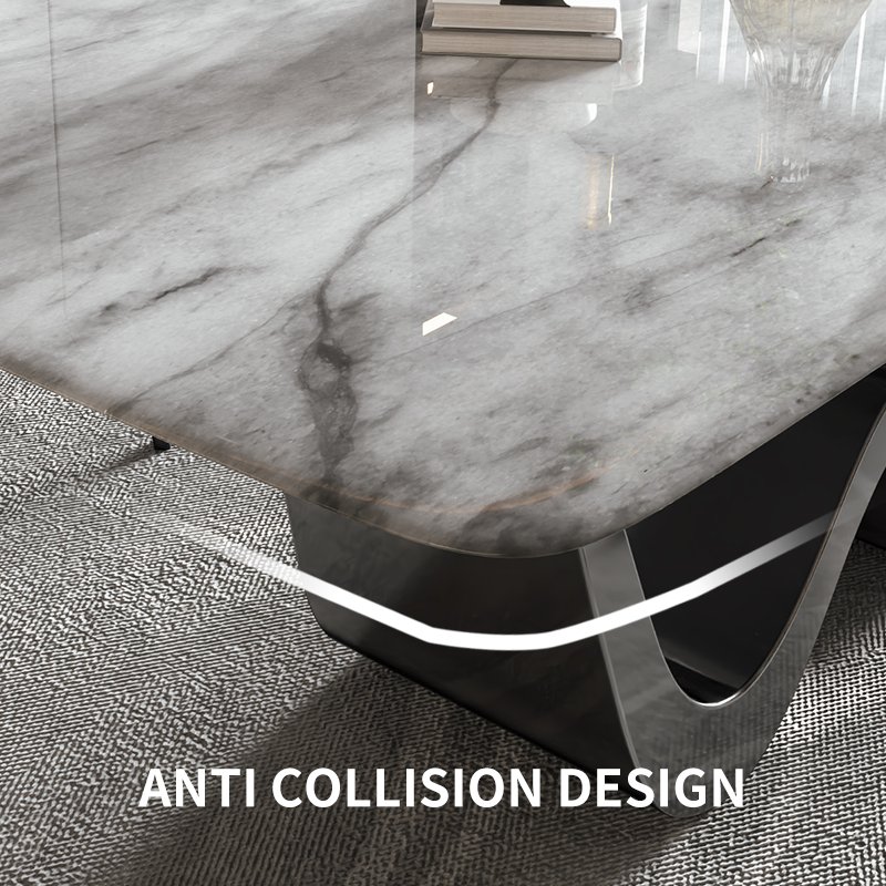 Customize Modern Luxury Dining Table With Marble Top Sintered Stone Stainless Steel Base Dining Table for Dining Room Concrete