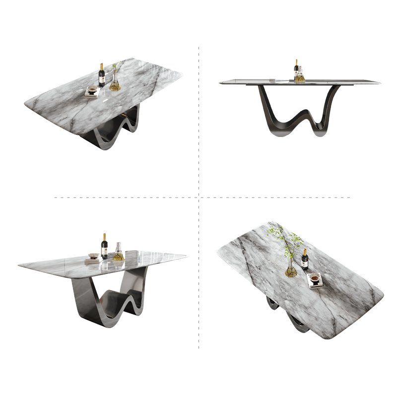 Customize Modern Luxury Dining Table With Marble Top Sintered Stone Stainless Steel Base Dining Table for Dining Room Concrete